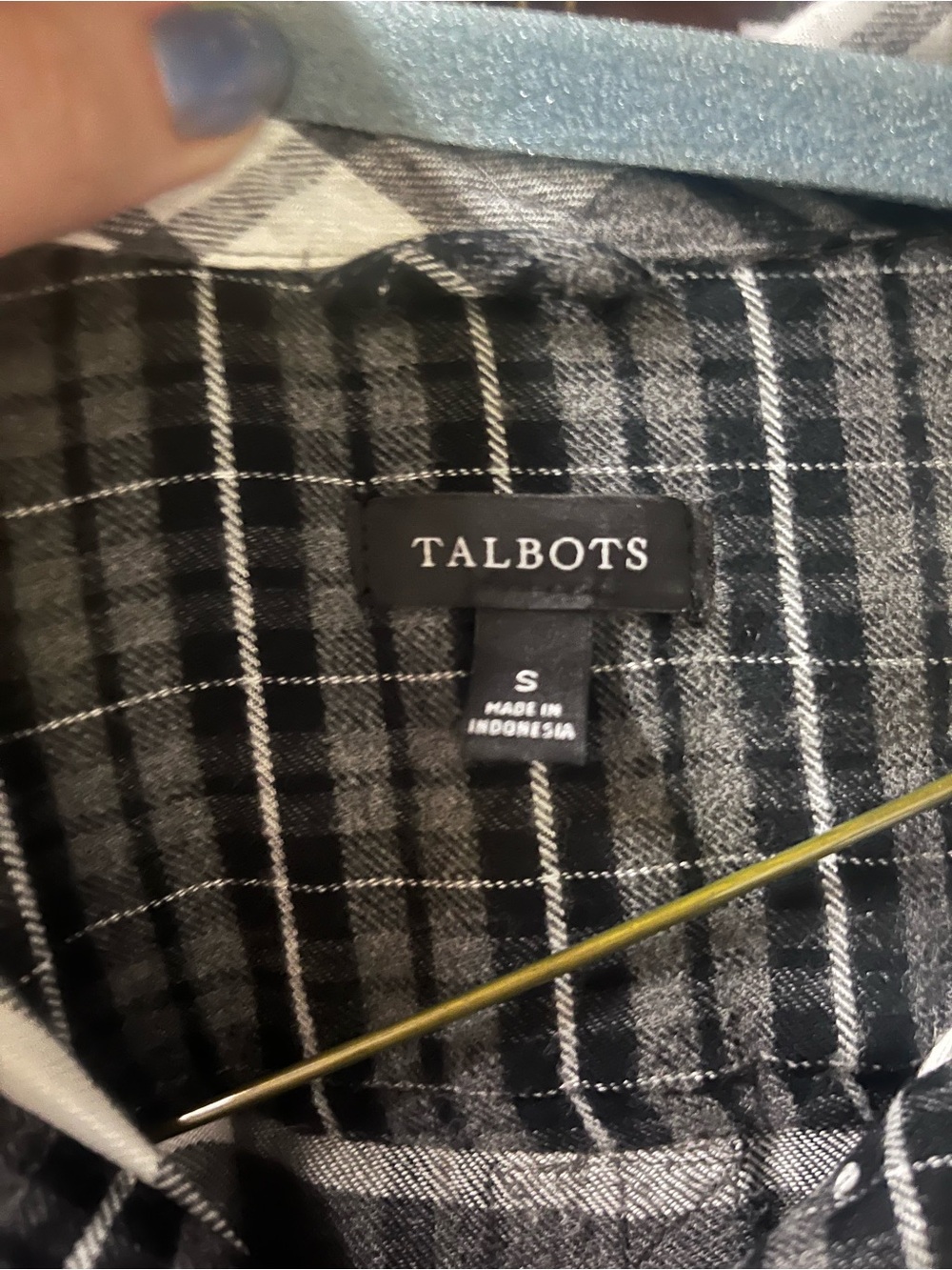 Talbots Black and White Plaid Button-Front Super Soft Flannel Tunic - Picture 3 of 6
